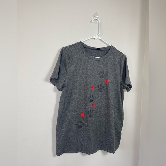 Dog Mom Tshirts for Women Funny Dog Paw Graphic Print Short Sleeve O Neck NWT - Picture 2 of 8